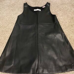 Zara faux leather pinafore dress girls black size 4-5 NWOT